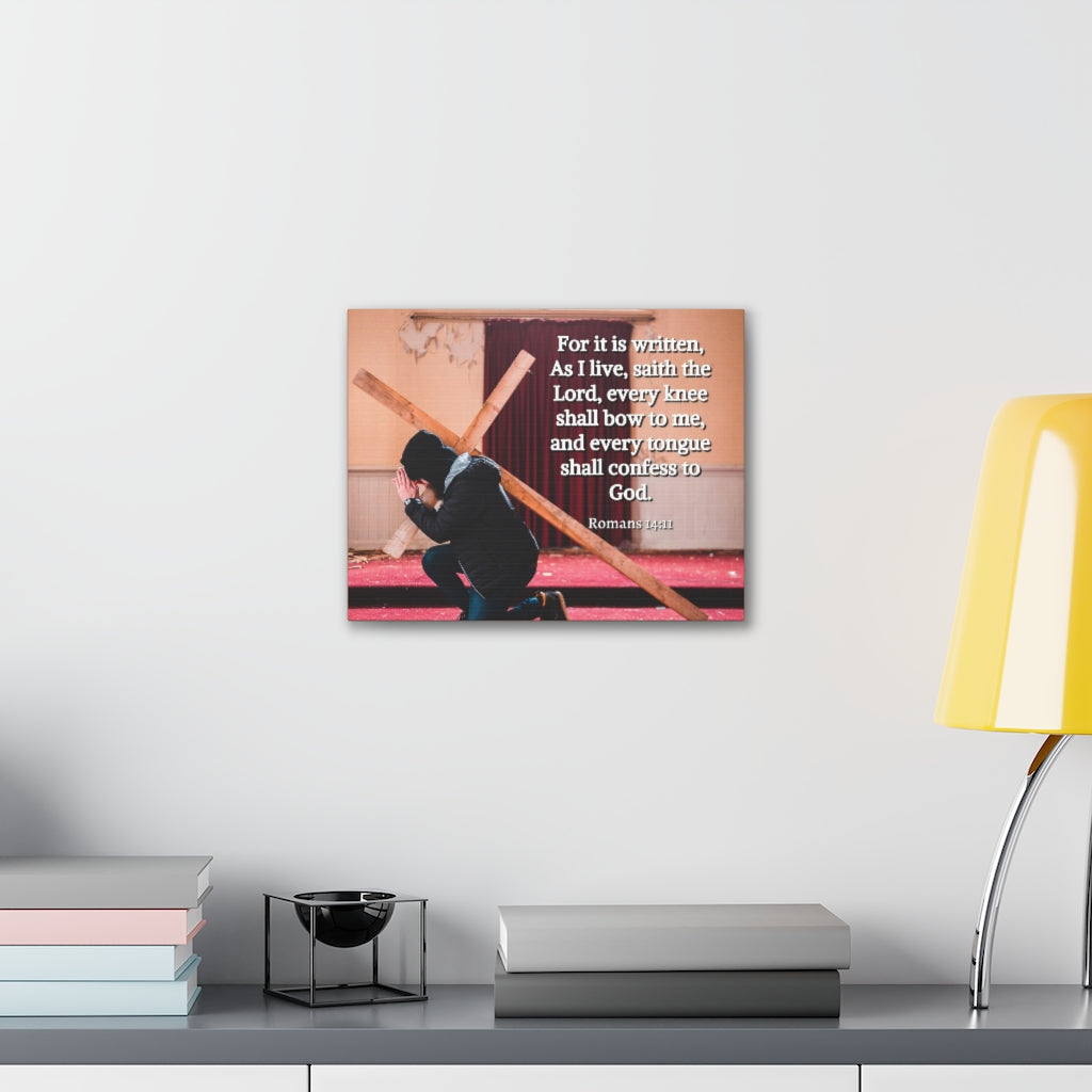 Scripture Walls Bow To Me Romans 14:11 Bible Verse Canvas Christian Wall Art Ready to Hang Unframed-Express Your Love Gifts