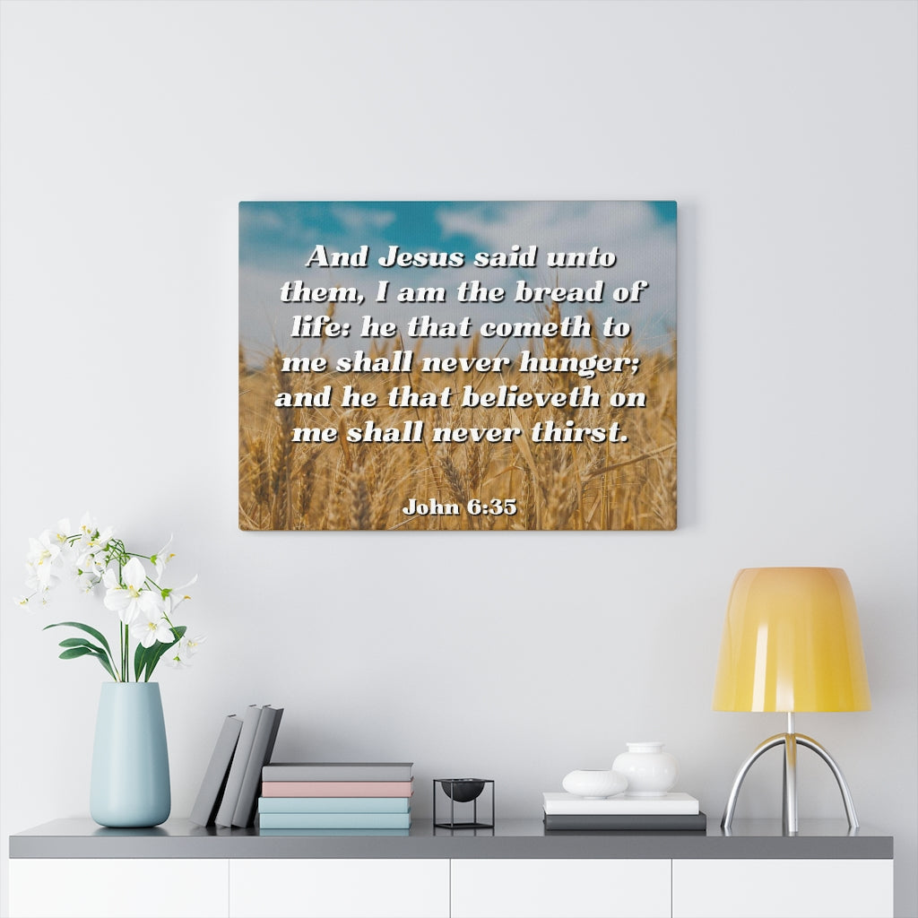 Scripture Walls Bread Of Life John 6:35 Bible Verse Canvas Christian Wall Art Ready to Hang Unframed-Express Your Love Gifts