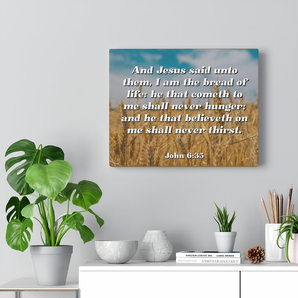 Scripture Walls Bread Of Life John 6:35 Bible Verse Canvas Christian Wall Art Ready to Hang Unframed-Express Your Love Gifts