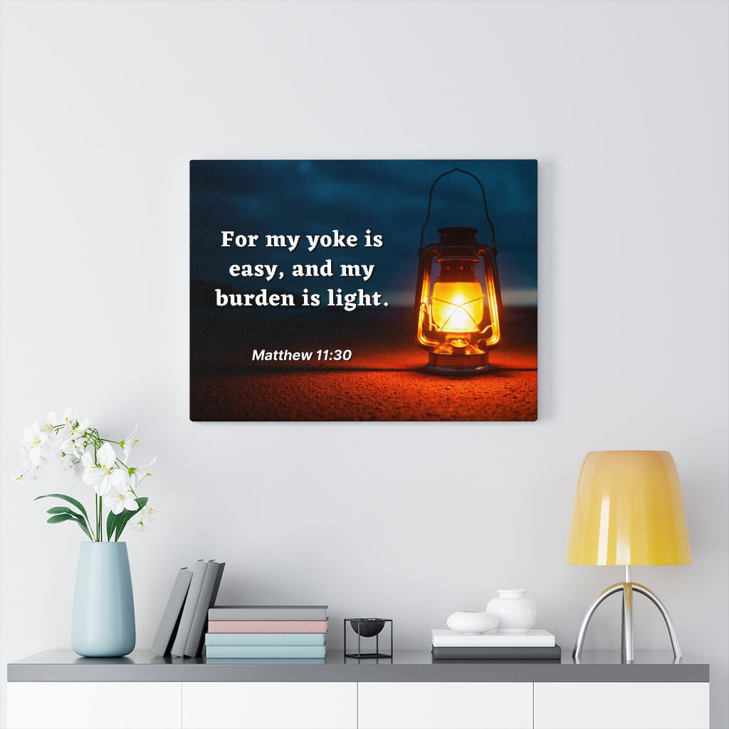 Scripture Walls Burden Is Light Matthew 11:30 Bible Verse Canvas Christian Wall Art Ready to Hang Unframed-Express Your Love Gifts