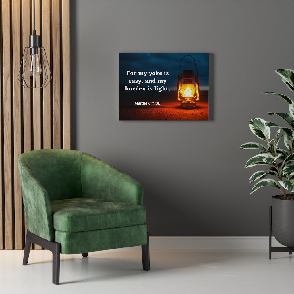 Scripture Walls Burden Is Light Matthew 11:30 Bible Verse Canvas Christian Wall Art Ready to Hang Unframed-Express Your Love Gifts