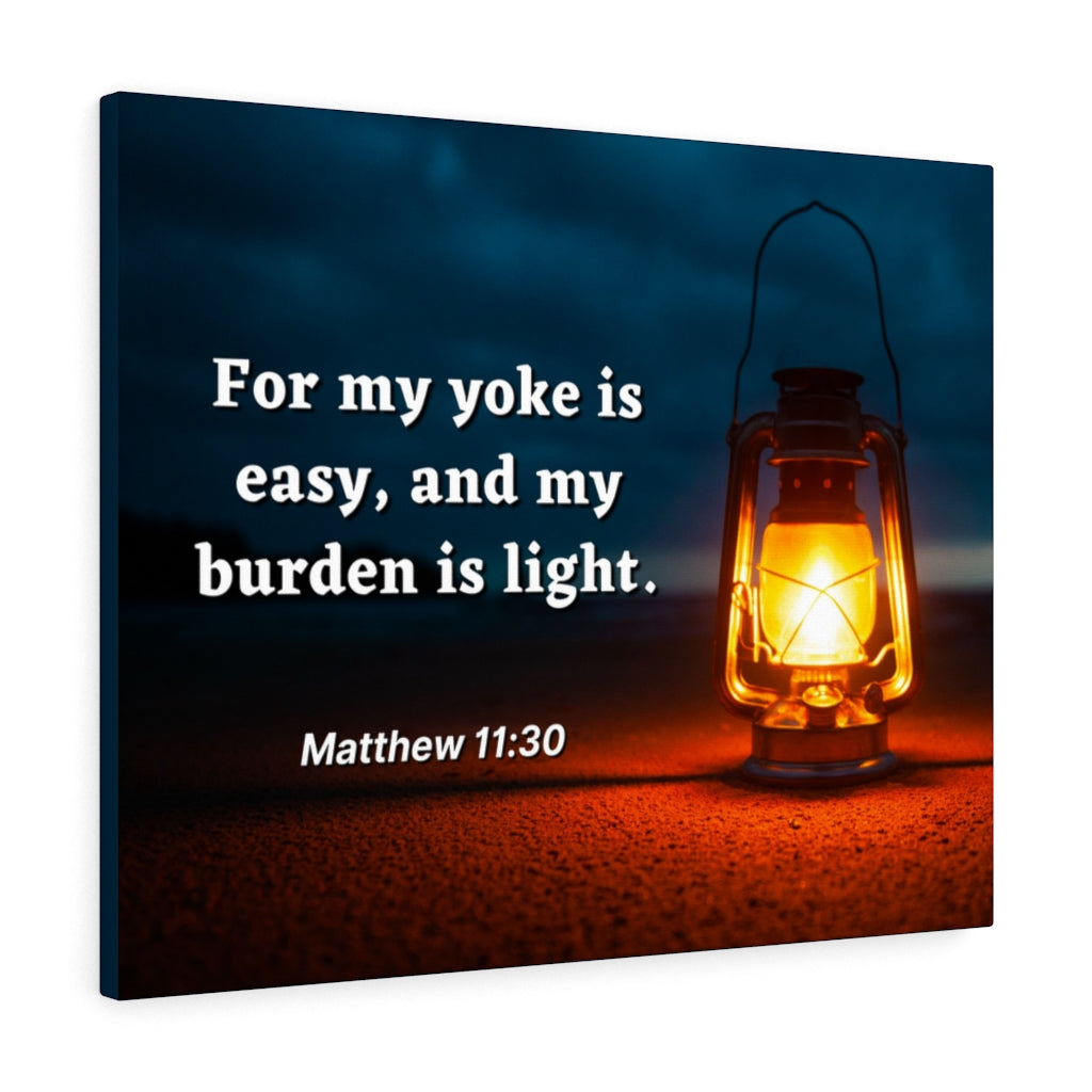 Scripture Walls Burden Is Light Matthew 11:30 Bible Verse Canvas Christian Wall Art Ready to Hang Unframed-Express Your Love Gifts