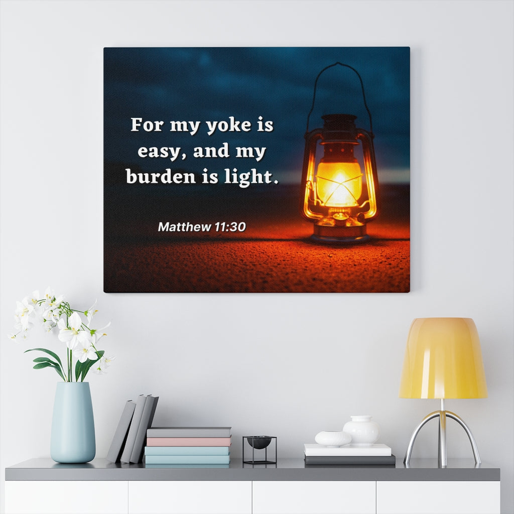 Scripture Walls Burden Is Light Matthew 11:30 Bible Verse Canvas Christian Wall Art Ready to Hang Unframed-Express Your Love Gifts