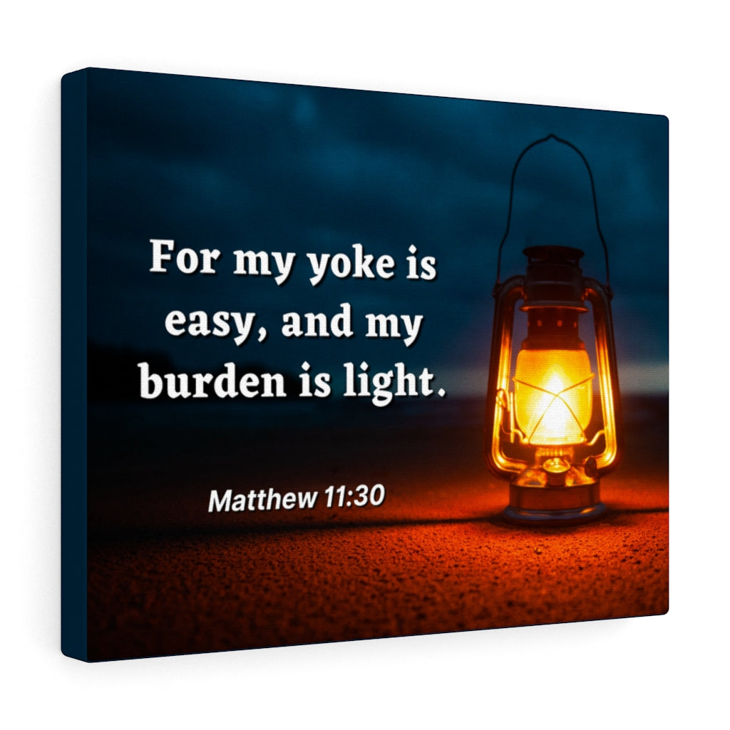 Scripture Walls Burden Is Light Matthew 11:30 Bible Verse Canvas Christian Wall Art Ready to Hang Unframed-Express Your Love Gifts