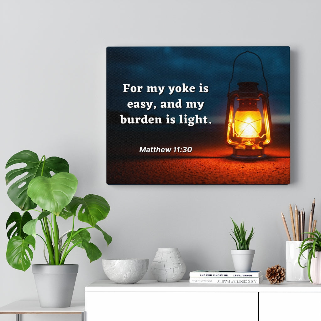 Scripture Walls Burden Is Light Matthew 11:30 Bible Verse Canvas Christian Wall Art Ready to Hang Unframed-Express Your Love Gifts