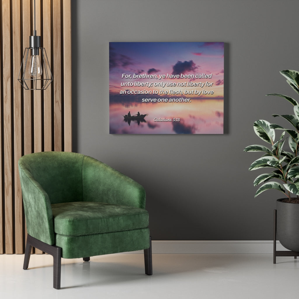 Scripture Walls But By Love Galatians 5:13 Bible Verse Canvas Christian Wall Art Ready to Hang Unframed-Express Your Love Gifts