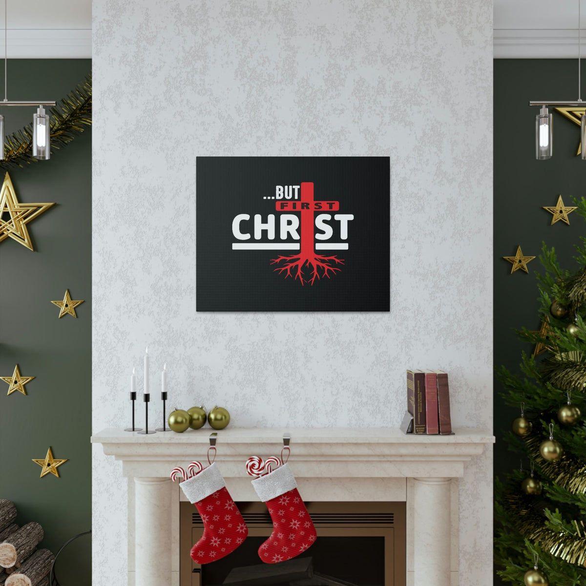 Scripture Walls But First Christ Matthew 6:33 Red Roots Christian Wall Art Bible Verse Print Ready to Hang Unframed-Express Your Love Gifts