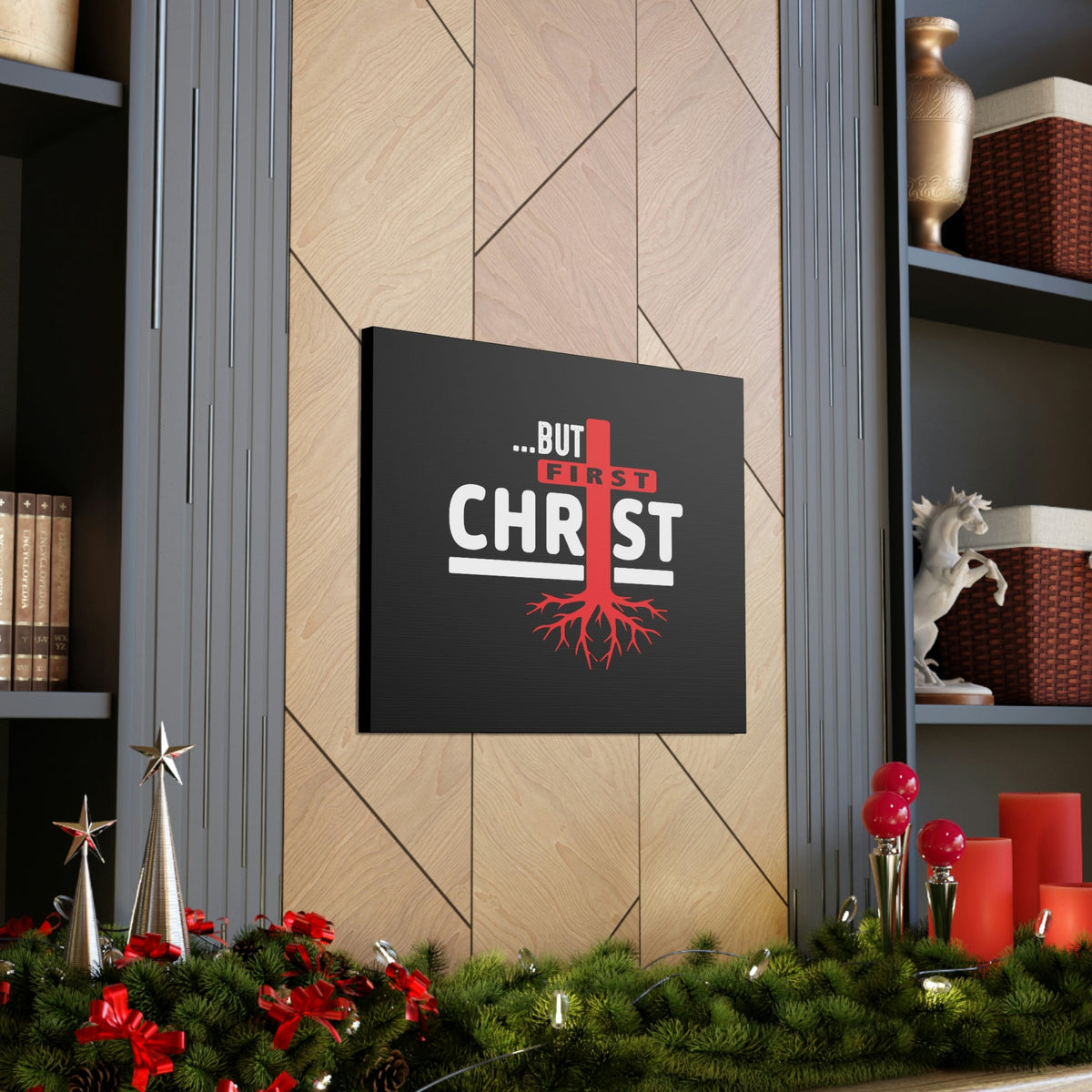 Scripture Walls But First Christ Matthew 6:33 Red Roots Christian Wall Art Bible Verse Print Ready to Hang Unframed-Express Your Love Gifts