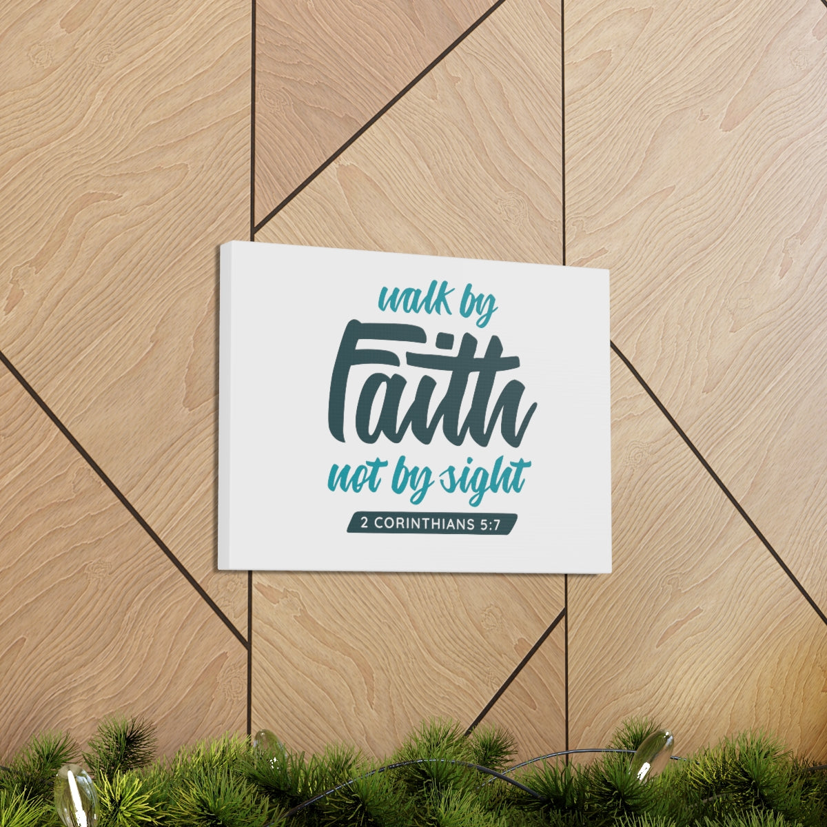 Scripture Walls By Faith 2 Corinthians 5:7 Blue Bible Verse Canvas Christian Wall Art Ready to Hang Unframed-Express Your Love Gifts