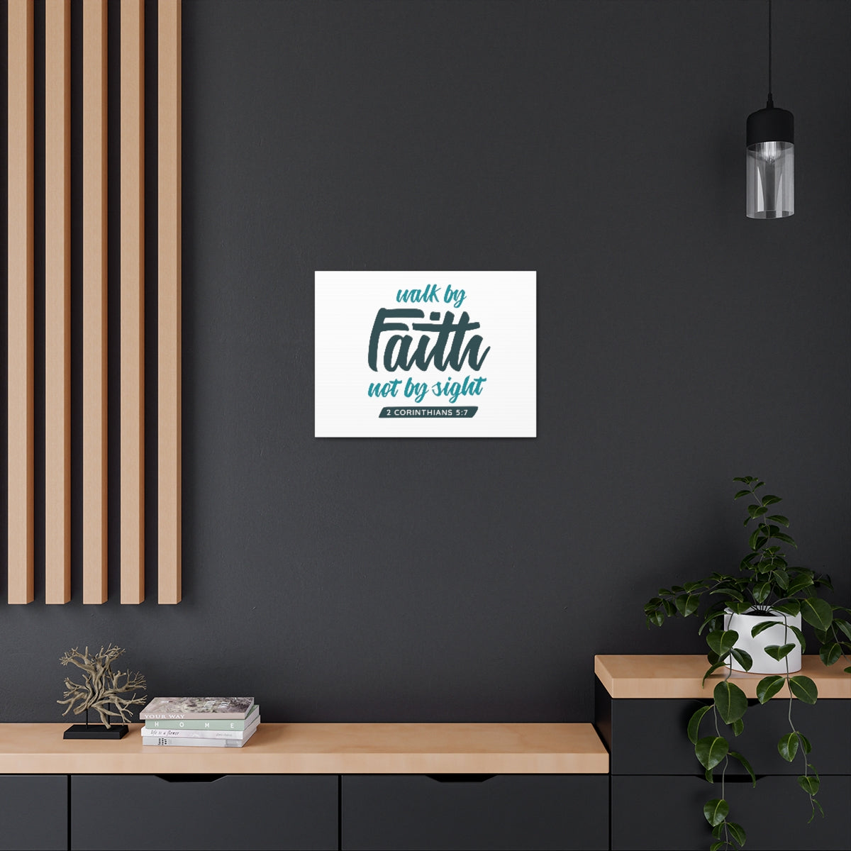 Scripture Walls By Faith 2 Corinthians 5:7 Blue Bible Verse Canvas Christian Wall Art Ready to Hang Unframed-Express Your Love Gifts