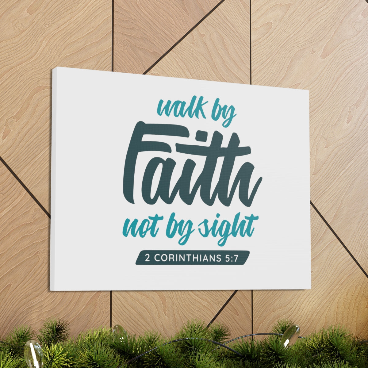 Scripture Walls By Faith 2 Corinthians 5:7 Blue Bible Verse Canvas Christian Wall Art Ready to Hang Unframed-Express Your Love Gifts
