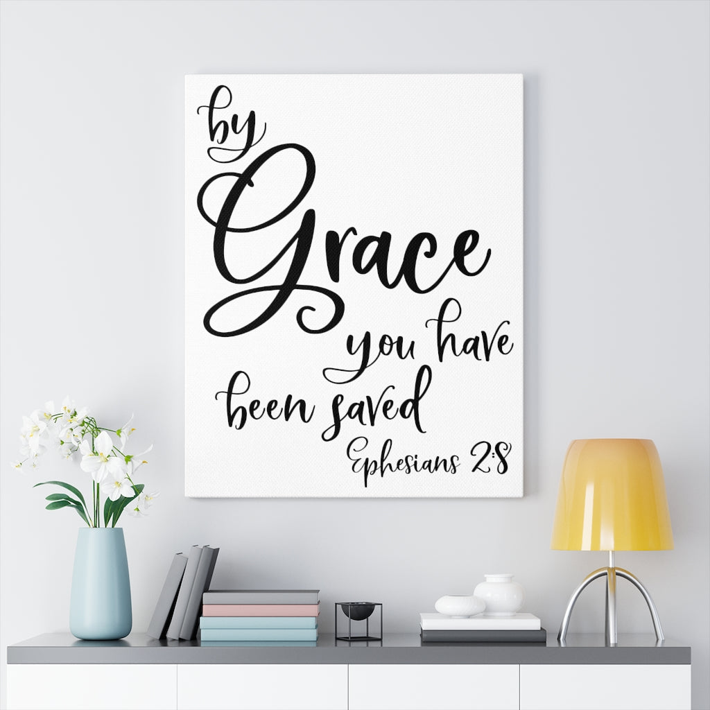 Scripture Walls By Grace Ephesians 2:8 Bible Verse Canvas Christian Wall Art Ready to Hang Unframed-Express Your Love Gifts