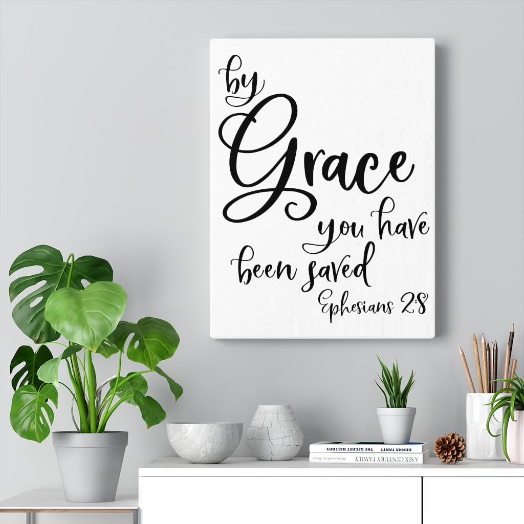 Scripture Walls By Grace Ephesians 2:8 Bible Verse Canvas Christian Wall Art Ready to Hang Unframed-Express Your Love Gifts