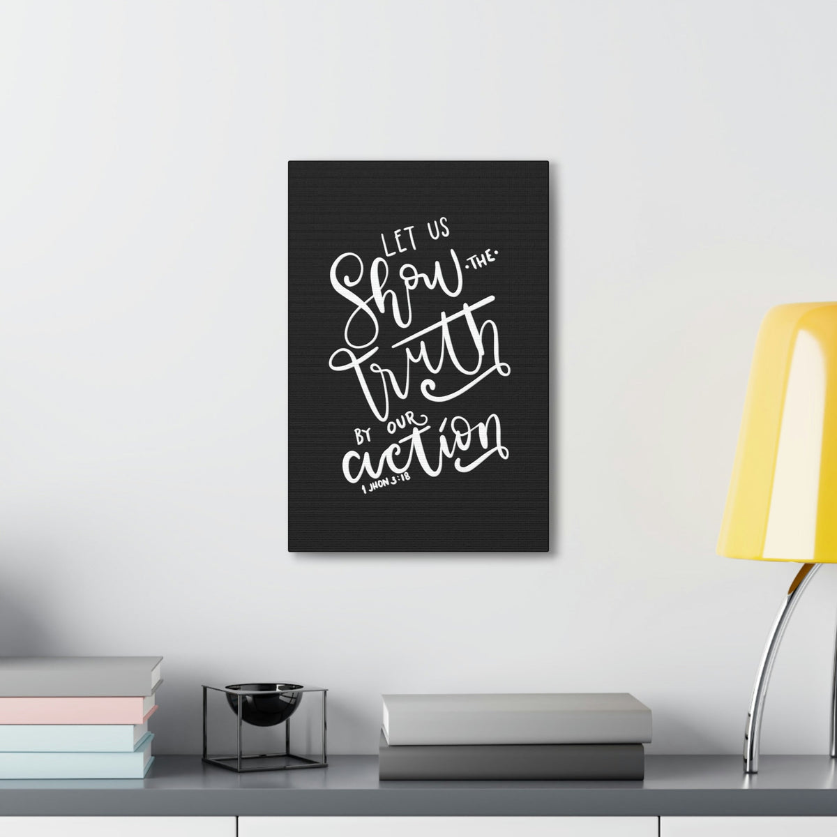 Scripture Walls By Our Action 1 John 3:18 Bible Verse Canvas Christian Wall Art Ready to Hang Unframed-Express Your Love Gifts