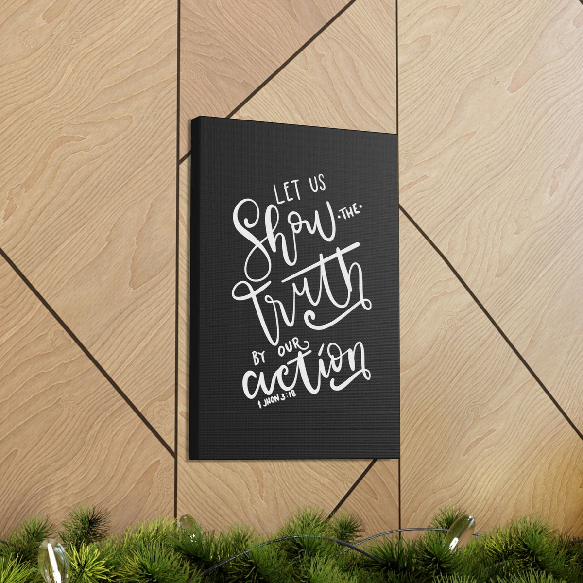 Scripture Walls By Our Action 1 John 3:18 Bible Verse Canvas Christian Wall Art Ready to Hang Unframed-Express Your Love Gifts