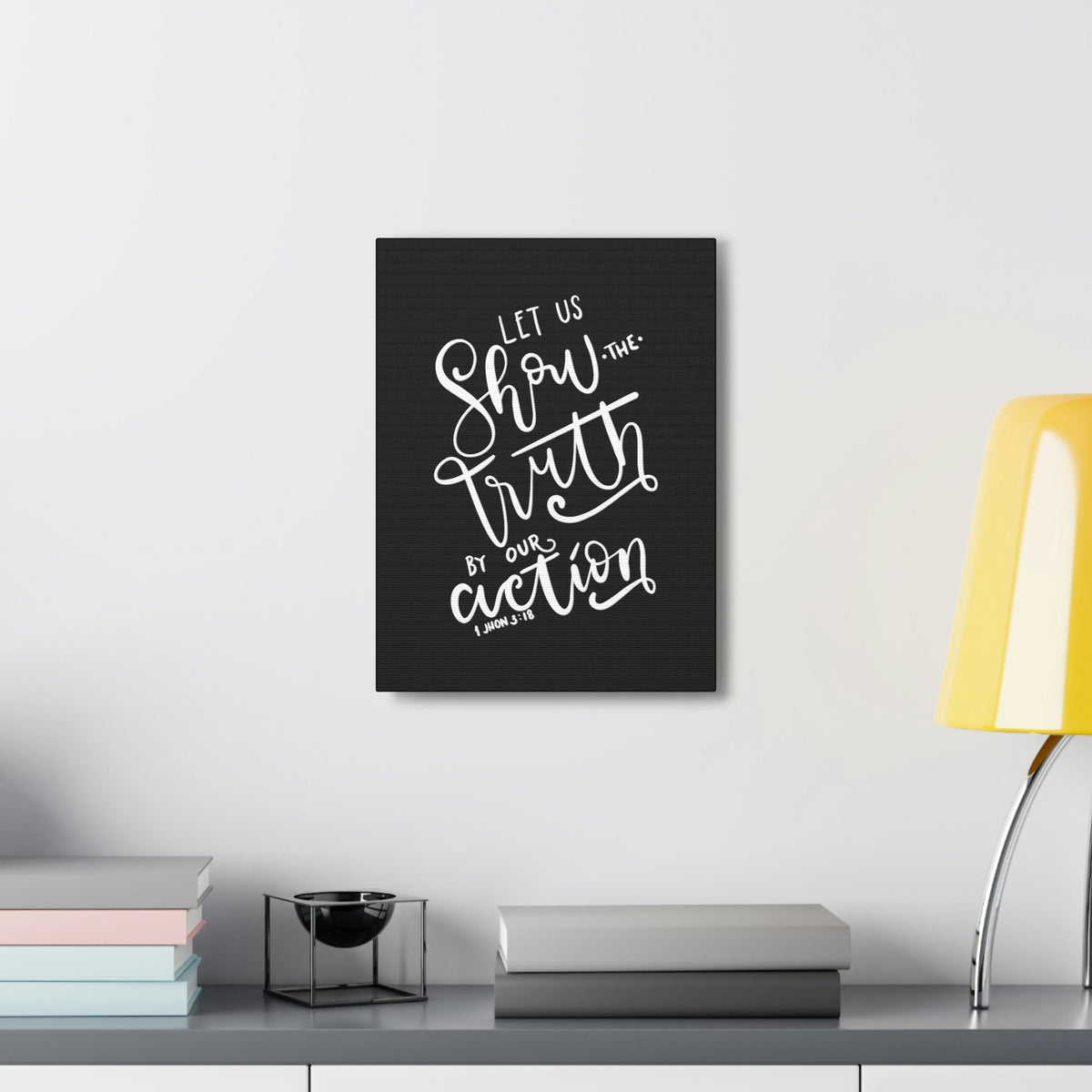 Scripture Walls By Our Action 1 John 3:18 Bible Verse Canvas Christian Wall Art Ready to Hang Unframed-Express Your Love Gifts