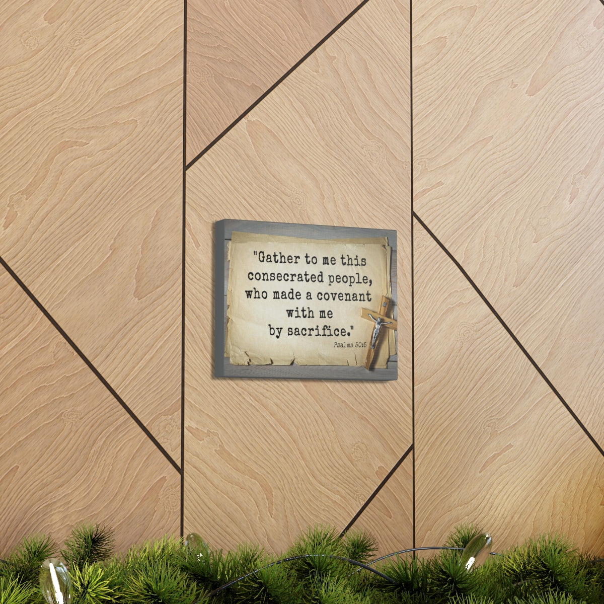 Scripture Walls By Sacrifice Psalm 50:5 Bible Verse Canvas Christian Wall Art Ready to Hang Unframed-Express Your Love Gifts