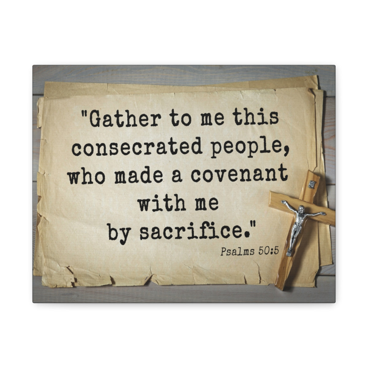 Scripture Walls By Sacrifice Psalm 50:5 Bible Verse Canvas Christian Wall Art Ready to Hang Unframed-Express Your Love Gifts