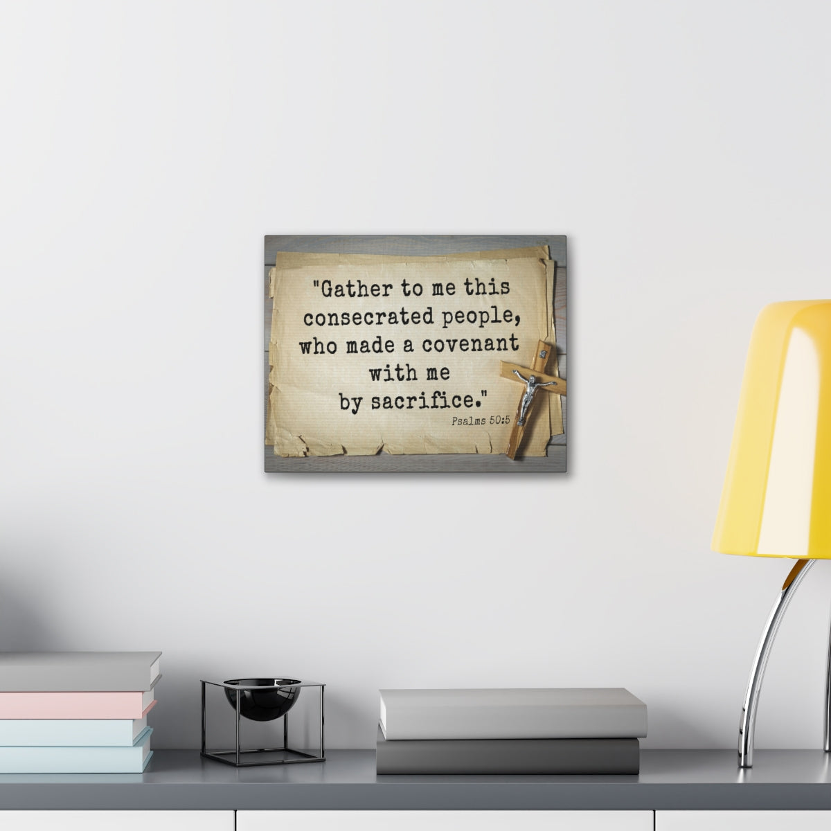 Scripture Walls By Sacrifice Psalm 50:5 Bible Verse Canvas Christian Wall Art Ready to Hang Unframed-Express Your Love Gifts