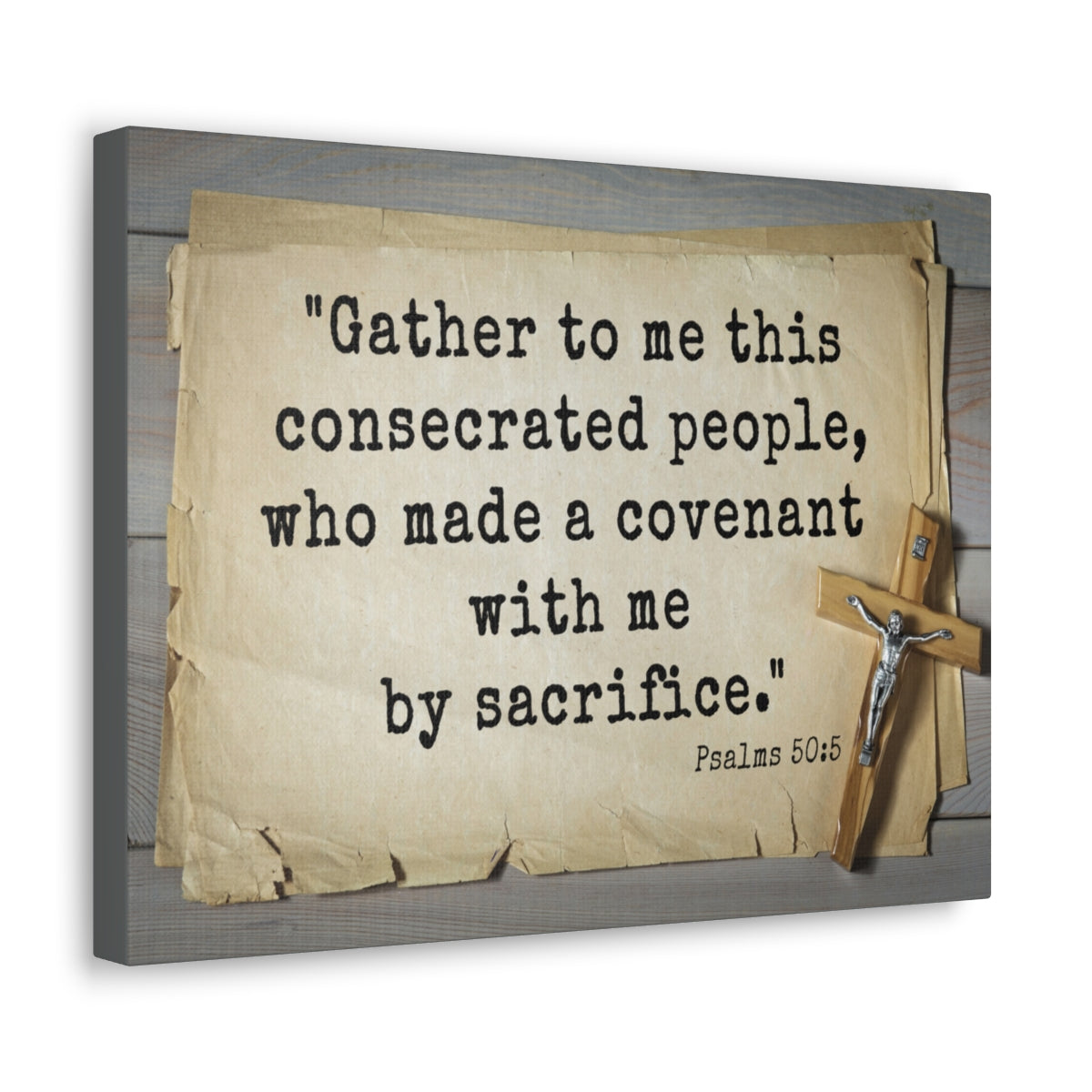 Scripture Walls By Sacrifice Psalm 50:5 Bible Verse Canvas Christian Wall Art Ready to Hang Unframed-Express Your Love Gifts