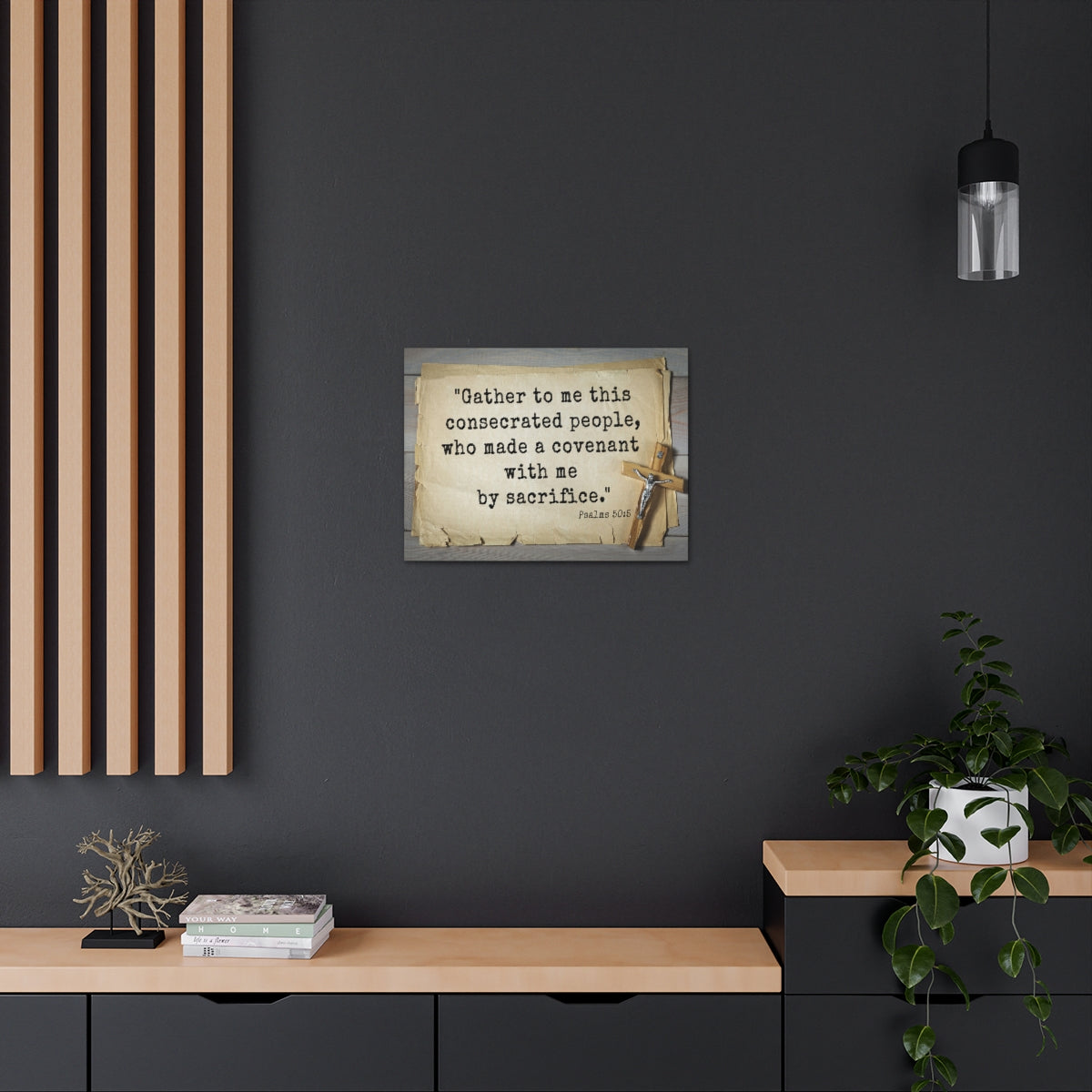Scripture Walls By Sacrifice Psalm 50:5 Bible Verse Canvas Christian Wall Art Ready to Hang Unframed-Express Your Love Gifts