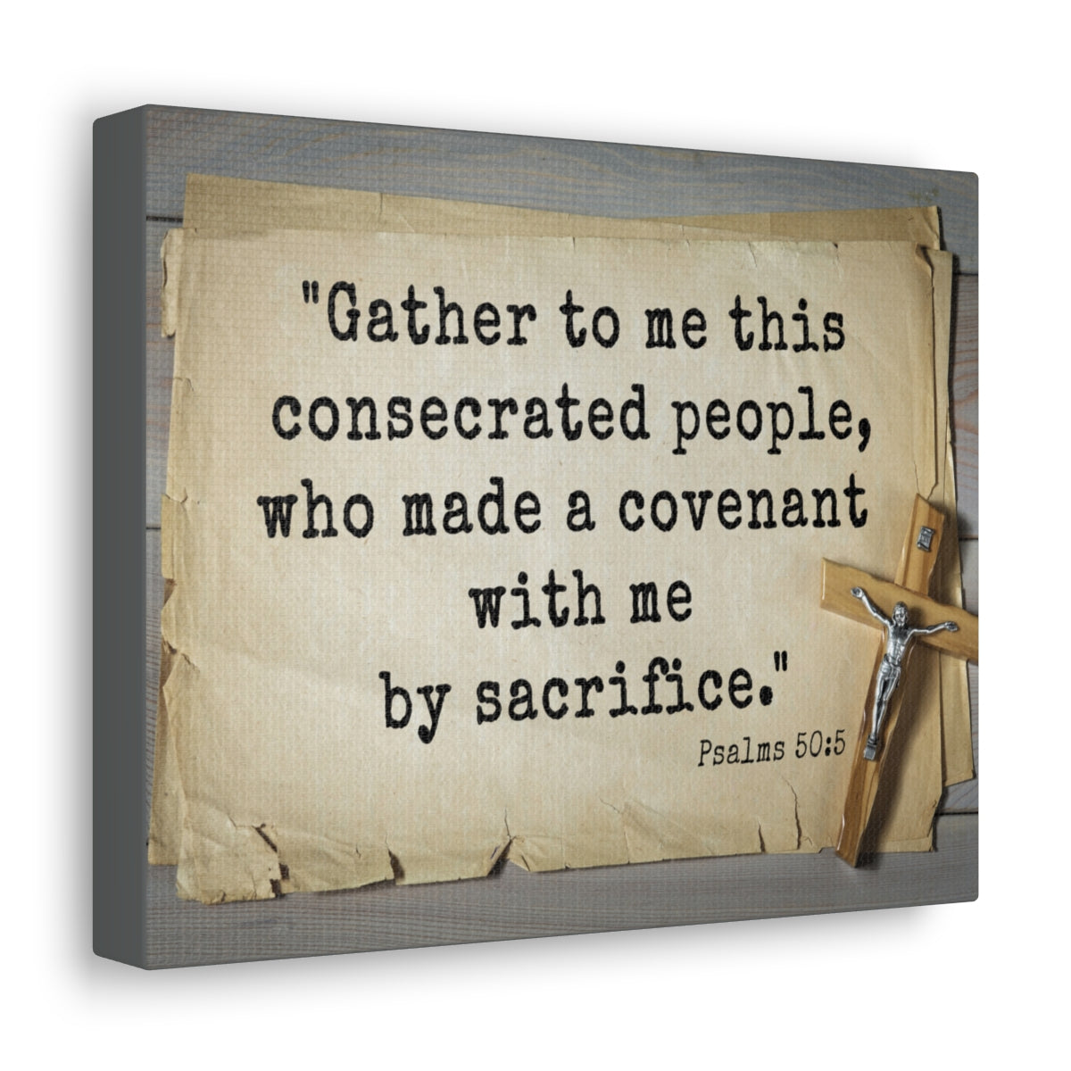 Scripture Walls By Sacrifice Psalm 50:5 Bible Verse Canvas Christian Wall Art Ready to Hang Unframed-Express Your Love Gifts