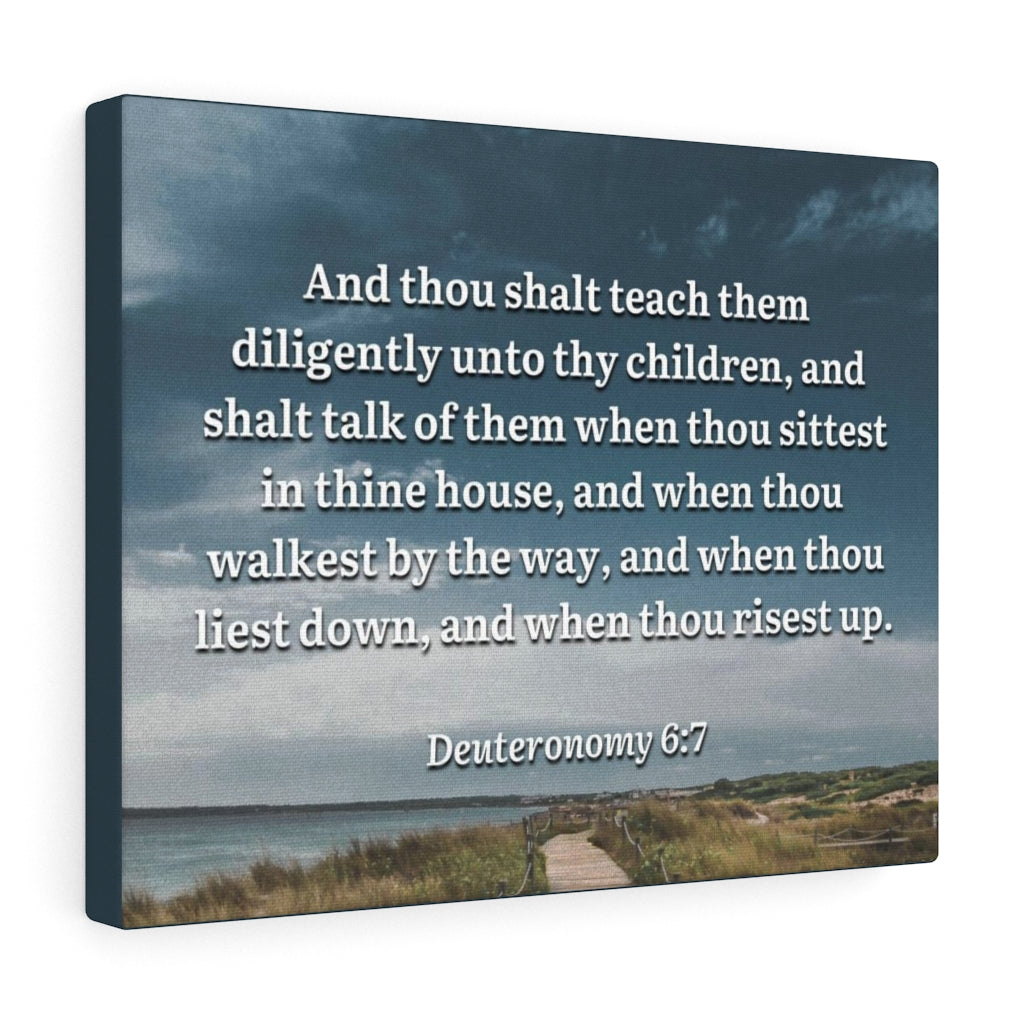 Scripture Walls By The Way Deuteronomy 6:7 Bible Verse Canvas Christian Wall Art Ready to Hang Unframed-Express Your Love Gifts