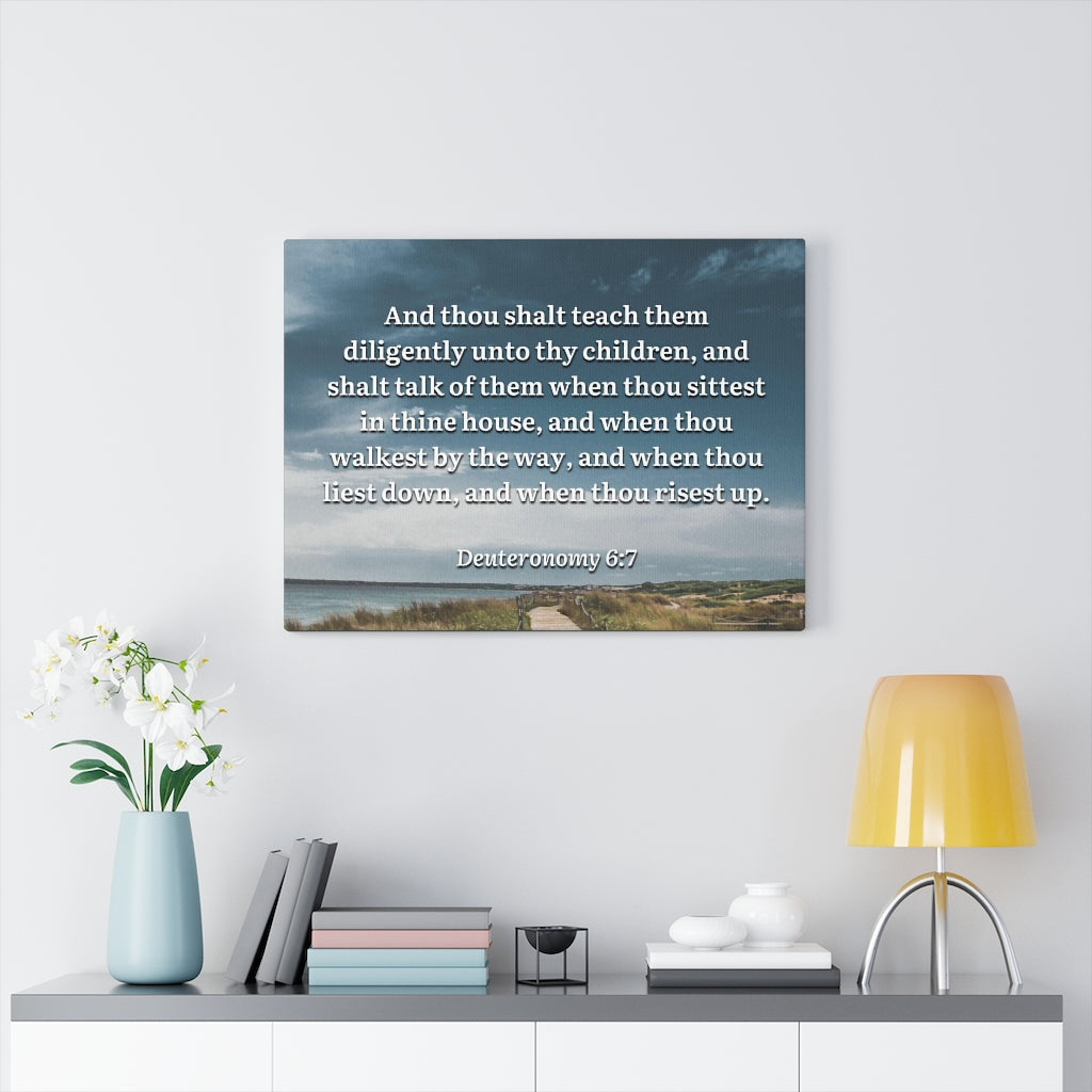 Scripture Walls By The Way Deuteronomy 6:7 Bible Verse Canvas Christian Wall Art Ready to Hang Unframed-Express Your Love Gifts