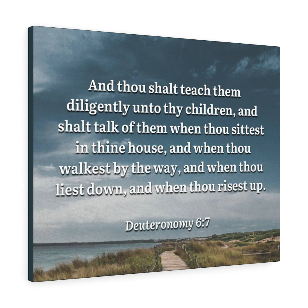 Scripture Walls By The Way Deuteronomy 6:7 Bible Verse Canvas Christian Wall Art Ready to Hang Unframed-Express Your Love Gifts