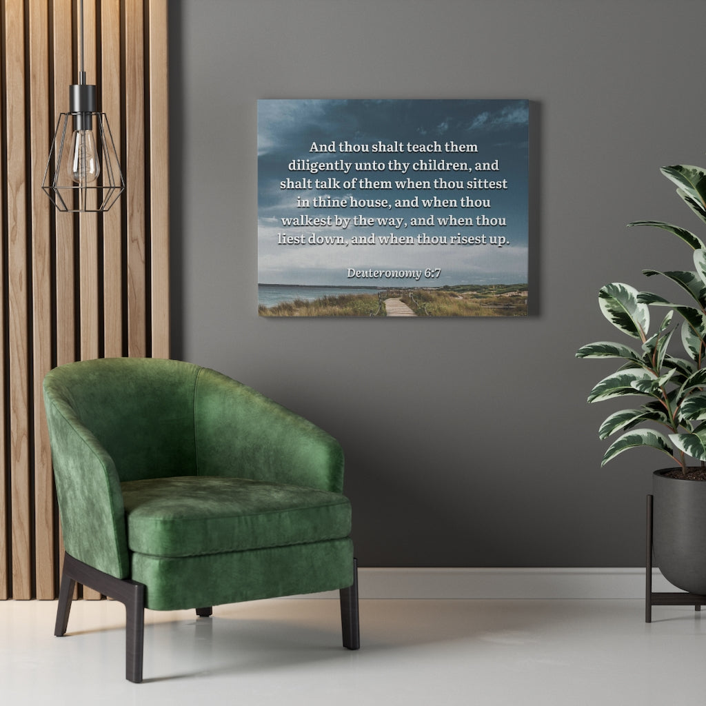 Scripture Walls By The Way Deuteronomy 6:7 Bible Verse Canvas Christian Wall Art Ready to Hang Unframed-Express Your Love Gifts