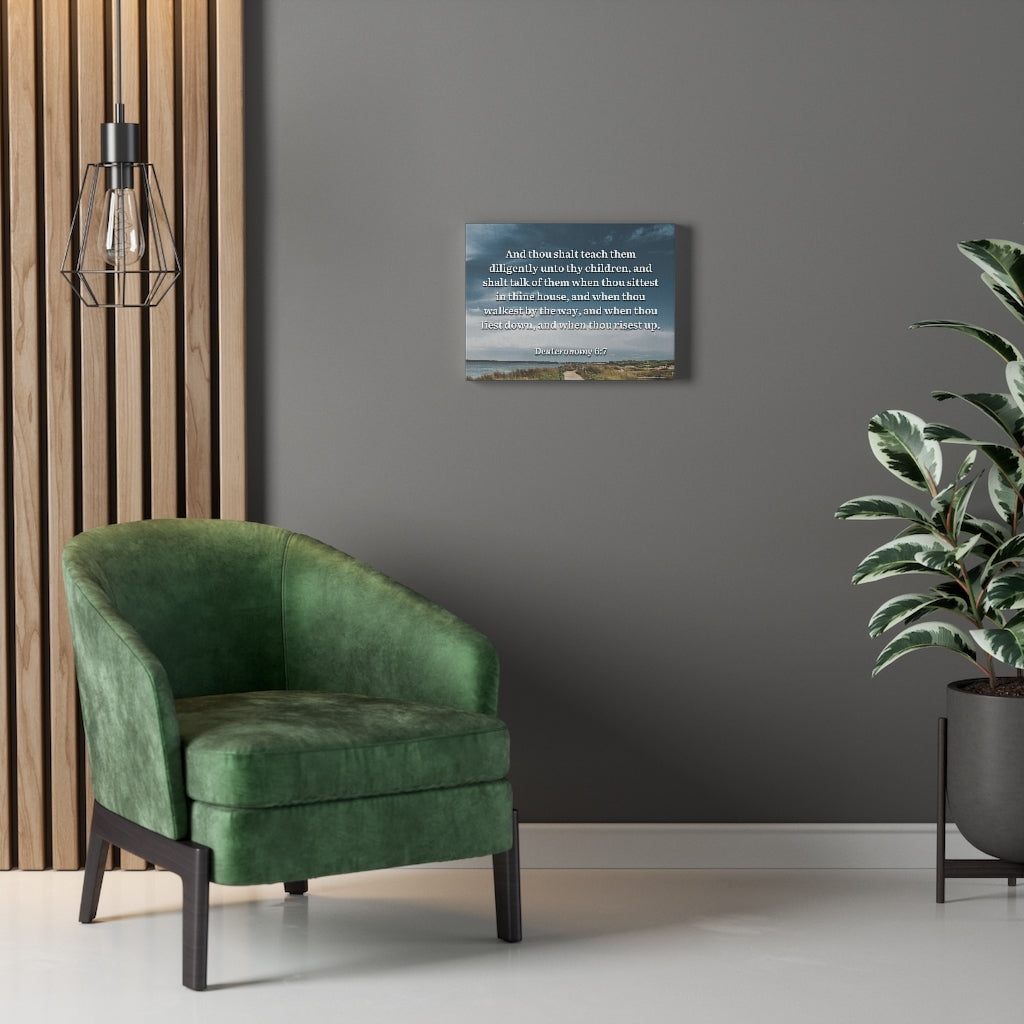 Scripture Walls By The Way Deuteronomy 6:7 Bible Verse Canvas Christian Wall Art Ready to Hang Unframed-Express Your Love Gifts
