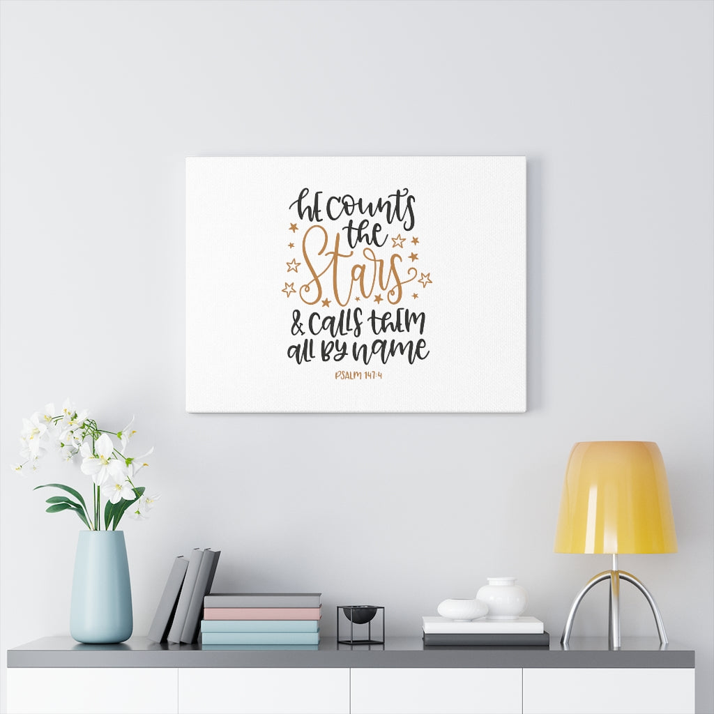 Scripture Walls Calls Them Psalm 147:4 Bible Verse Canvas Christian Wall Art Ready to Hang Unframed-Express Your Love Gifts