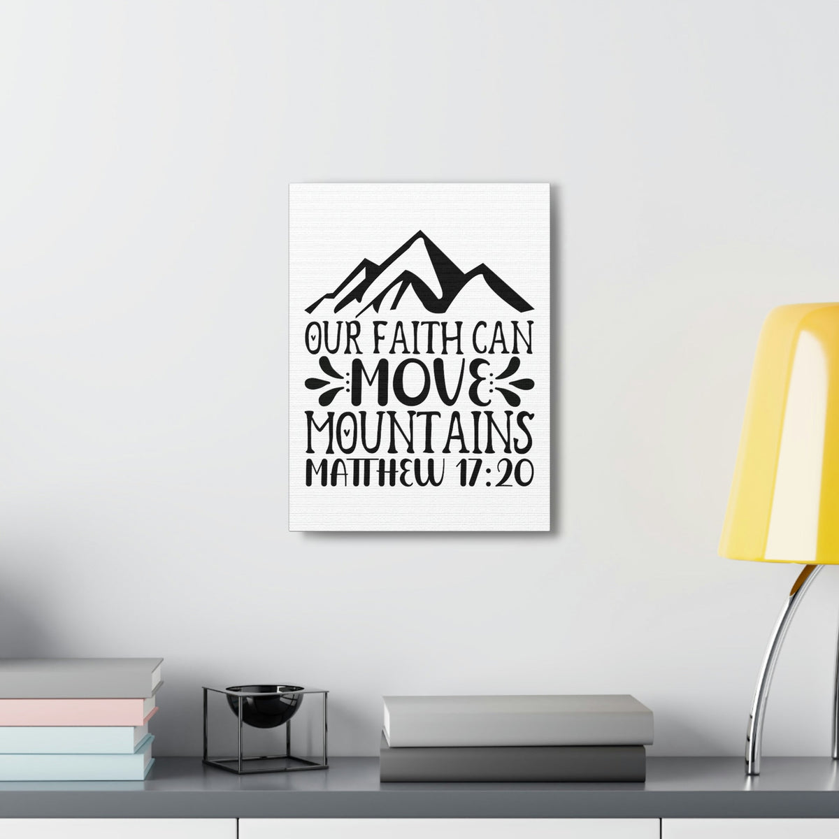 Scripture Walls Can Move Mountains Matthew 17:20 Big Mountain Bible Verse Canvas Christian Wall Art Ready to Hang Unframed-Express Your Love Gifts
