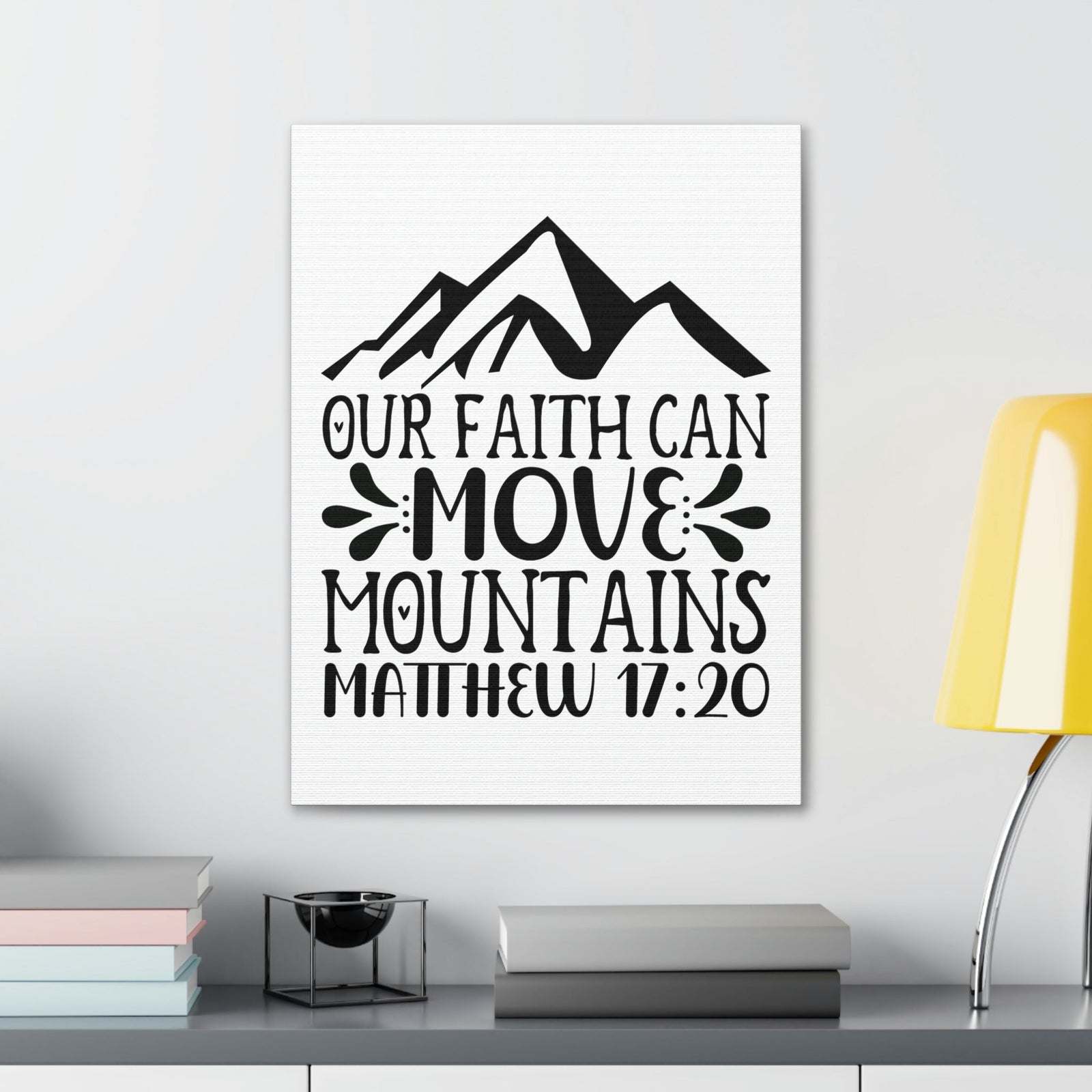 Scripture Walls Can Move Mountains Matthew 17:20 Big Mountain Bible Verse Canvas Christian Wall Art Ready to Hang Unframed-Express Your Love Gifts