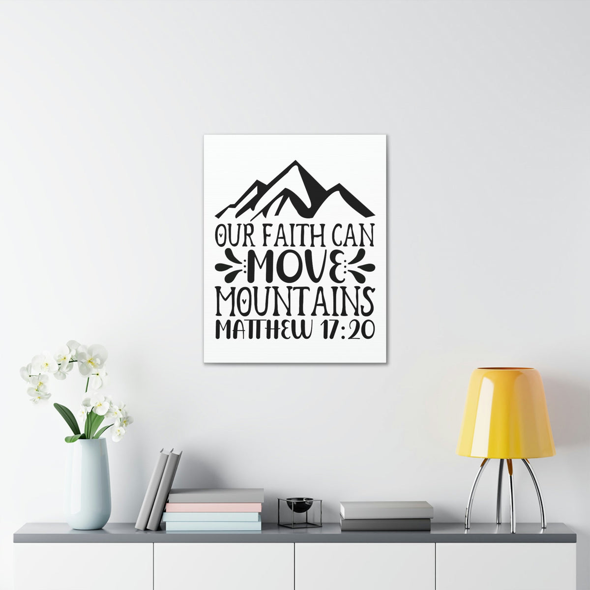 Scripture Walls Can Move Mountains Matthew 17:20 Big Mountain Bible Verse Canvas Christian Wall Art Ready to Hang Unframed-Express Your Love Gifts