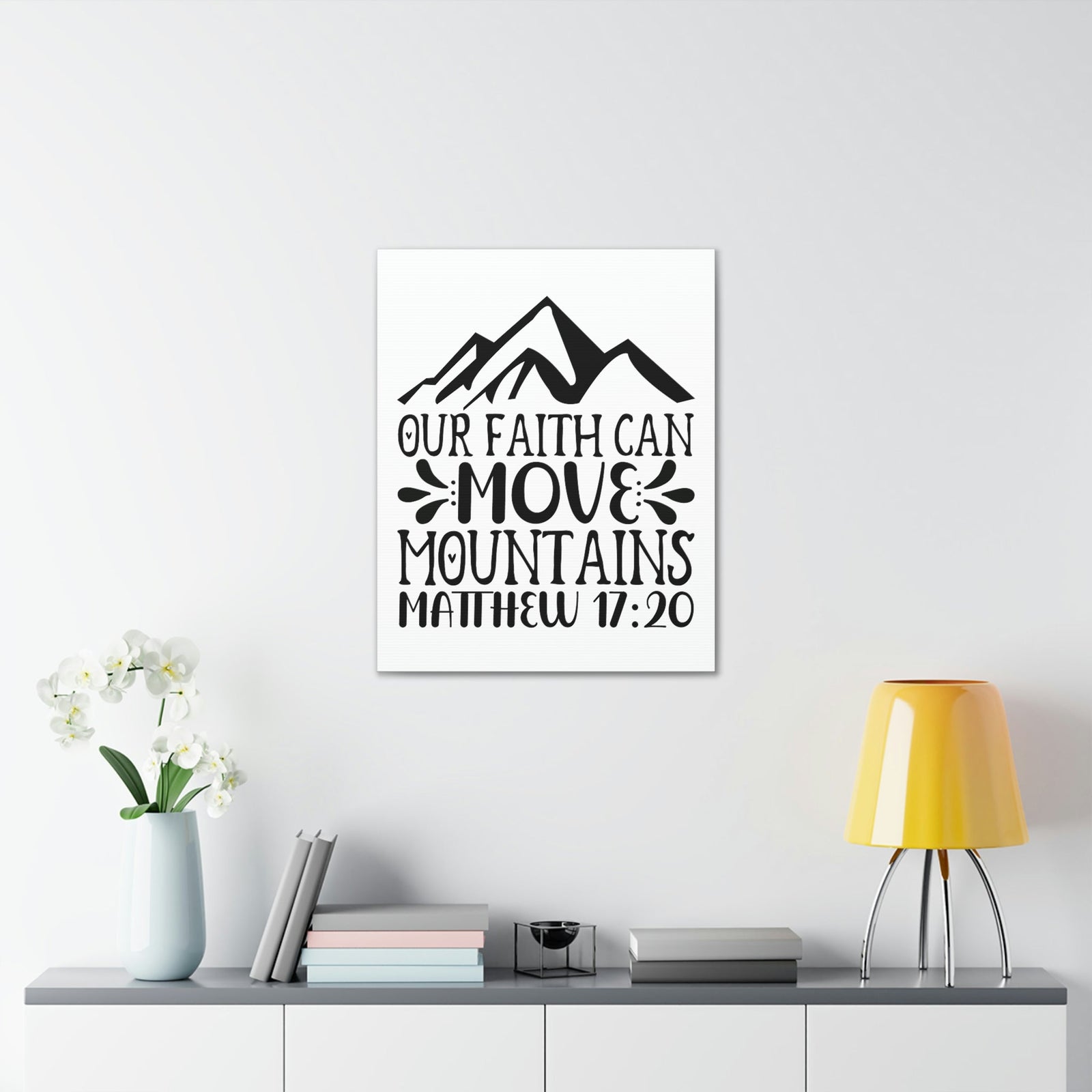 Scripture Walls Can Move Mountains Matthew 17:20 Big Mountain Bible Verse Canvas Christian Wall Art Ready to Hang Unframed-Express Your Love Gifts