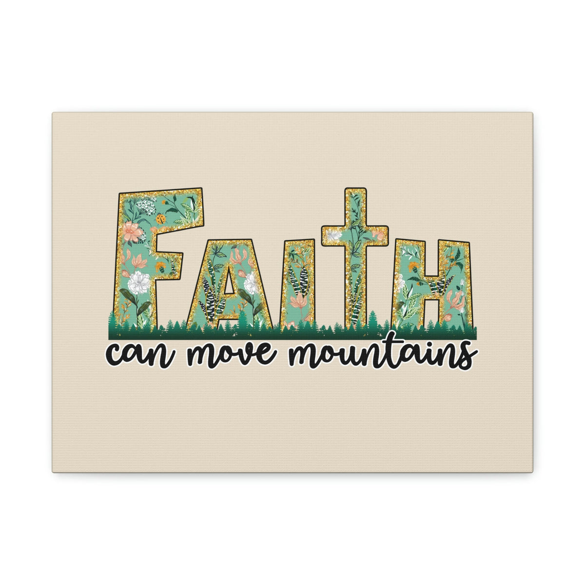 Scripture Walls Can Move Mountains Matthew 17:20 Floral Pastel Bible Verse Canvas Christian Wall Art Ready to Hang Unframed-Express Your Love Gifts