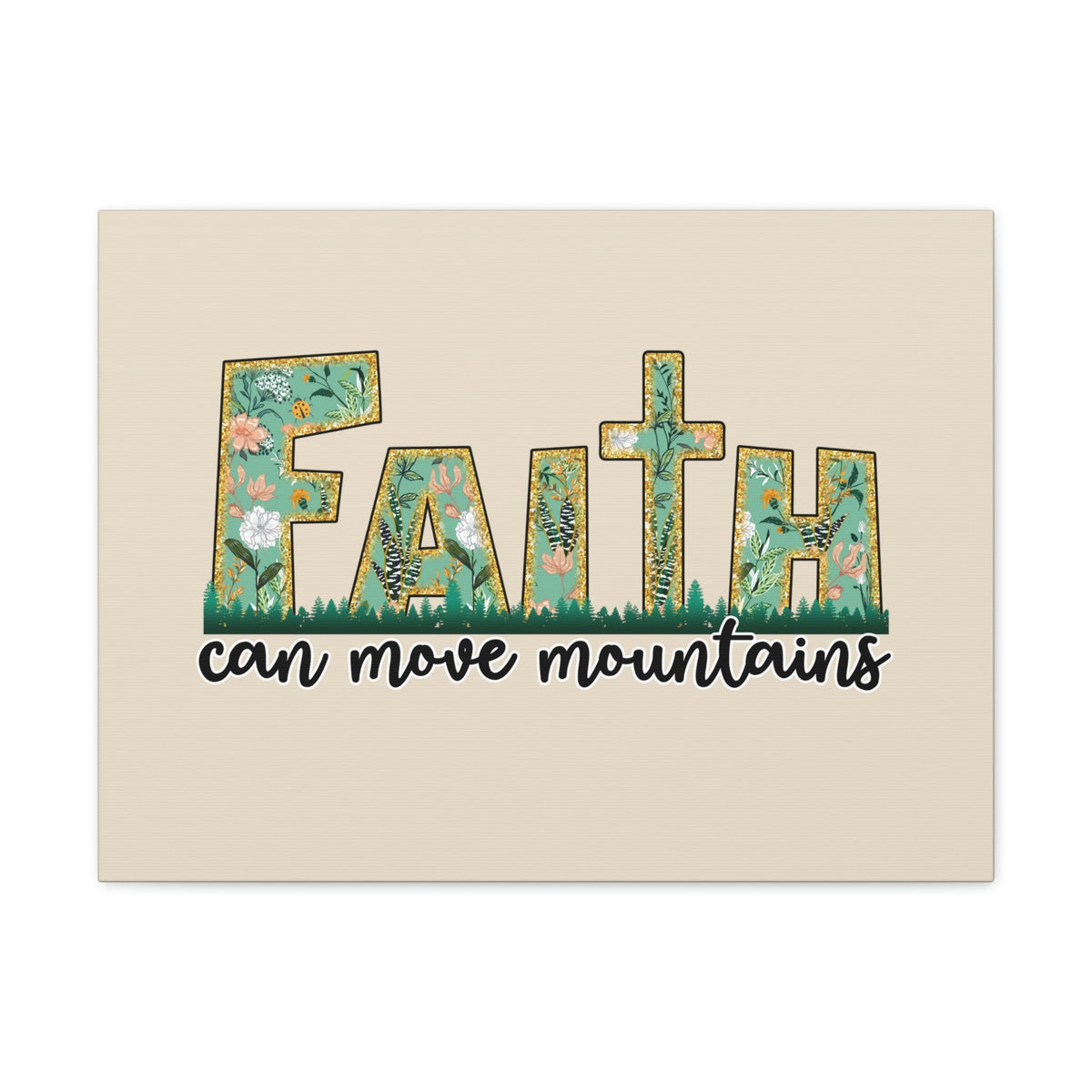 Scripture Walls Can Move Mountains Matthew 17:20 Floral Pastel Bible Verse Canvas Christian Wall Art Ready to Hang Unframed-Express Your Love Gifts