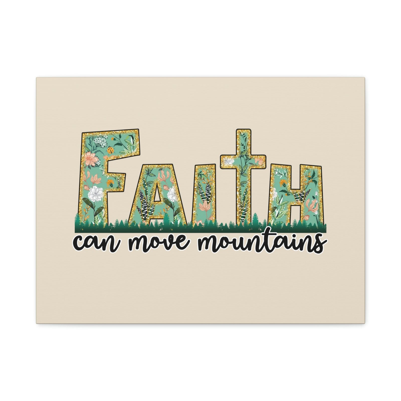 Scripture Walls Can Move Mountains Matthew 17:20 Floral Pastel Bible Verse Canvas Christian Wall Art Ready to Hang Unframed-Express Your Love Gifts