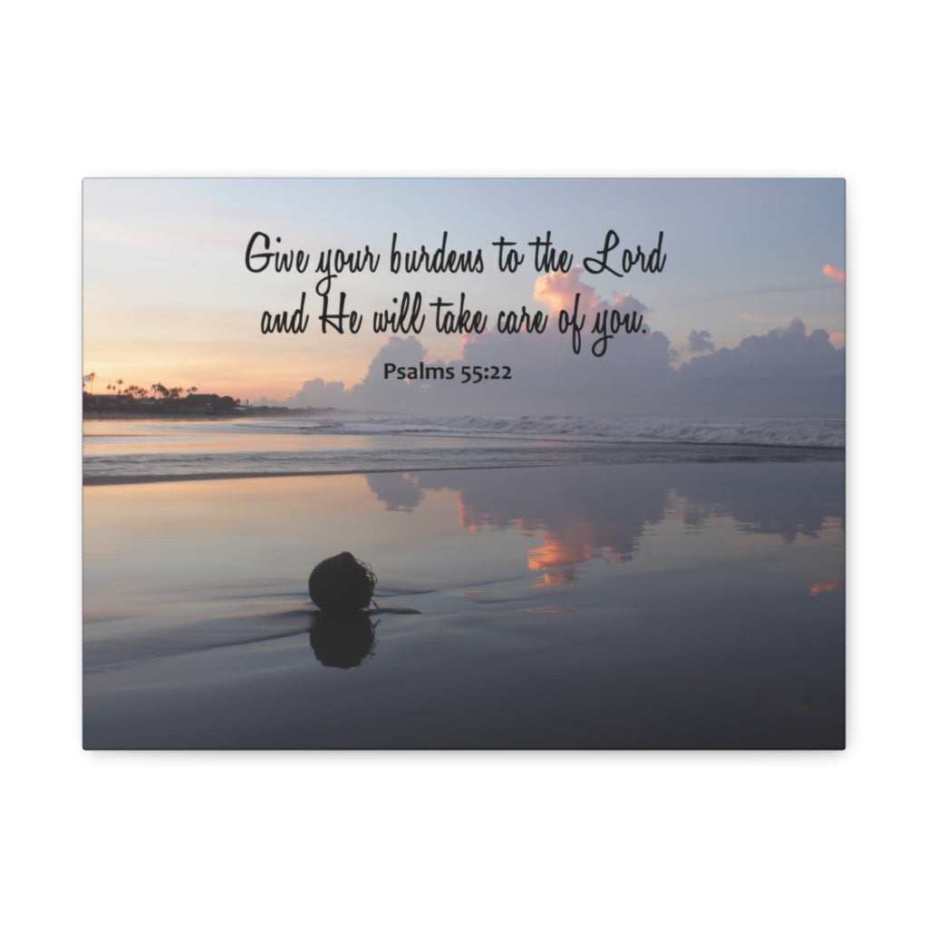 Scripture Walls CAre Of You Psalms 55:22 Bible Verse Canvas Christian Wall Art Ready to Hang Unframed-Express Your Love Gifts