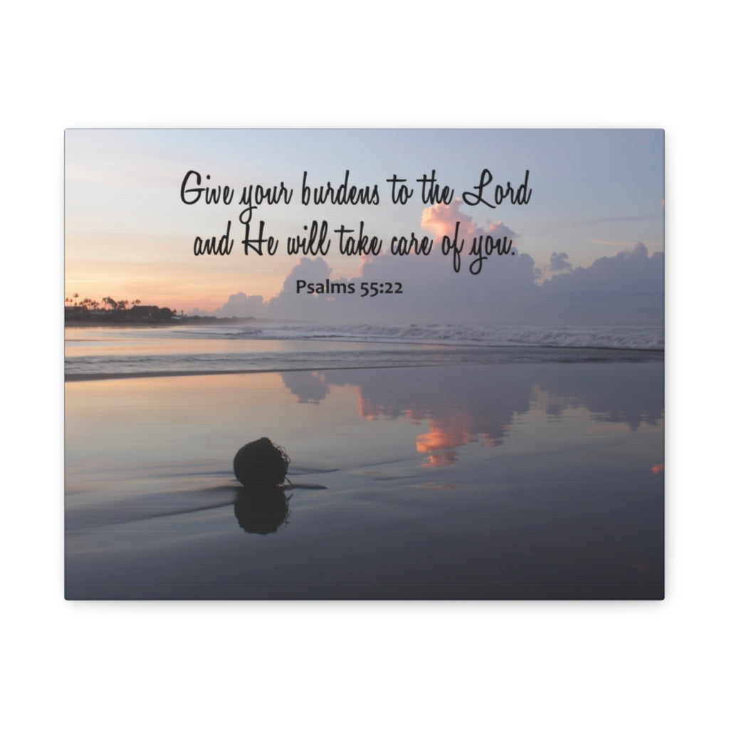 Scripture Walls CAre Of You Psalms 55:22 Bible Verse Canvas Christian Wall Art Ready to Hang Unframed-Express Your Love Gifts