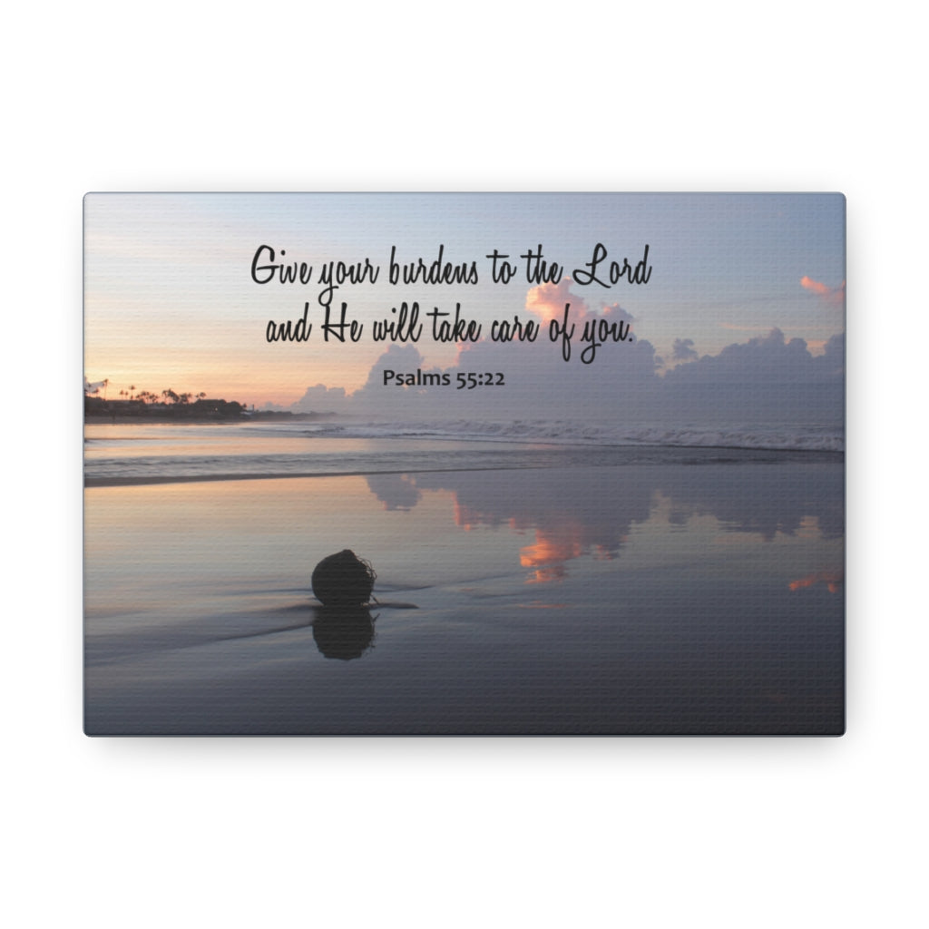Scripture Walls CAre Of You Psalms 55:22 Bible Verse Canvas Christian Wall Art Ready to Hang Unframed-Express Your Love Gifts