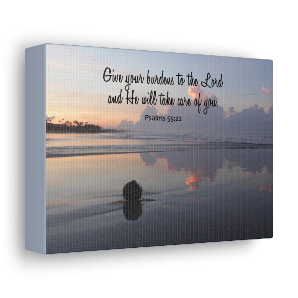 Scripture Walls CAre Of You Psalms 55:22 Bible Verse Canvas Christian Wall Art Ready to Hang Unframed-Express Your Love Gifts