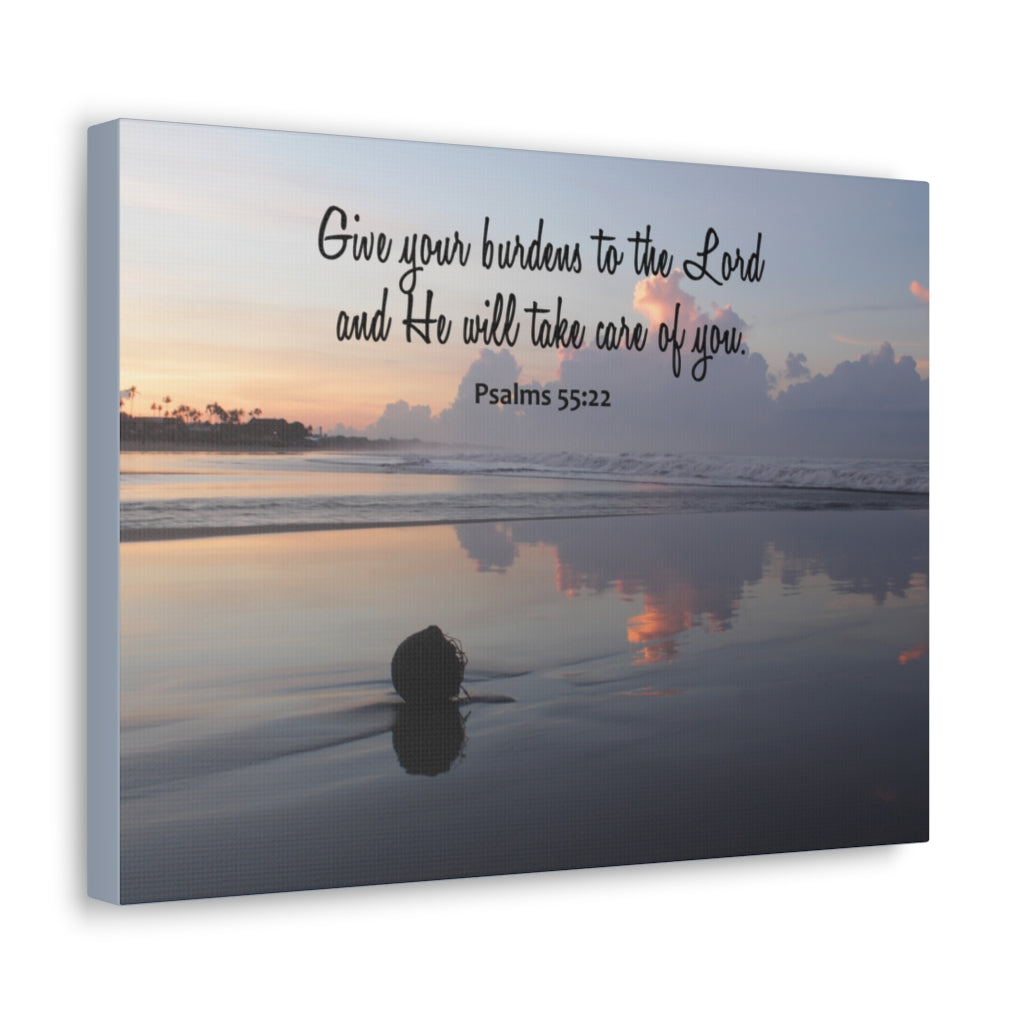 Scripture Walls CAre Of You Psalms 55:22 Bible Verse Canvas Christian Wall Art Ready to Hang Unframed-Express Your Love Gifts