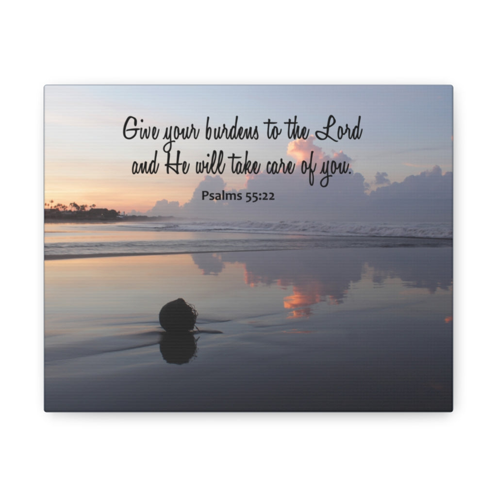Scripture Walls CAre Of You Psalms 55:22 Bible Verse Canvas Christian Wall Art Ready to Hang Unframed-Express Your Love Gifts
