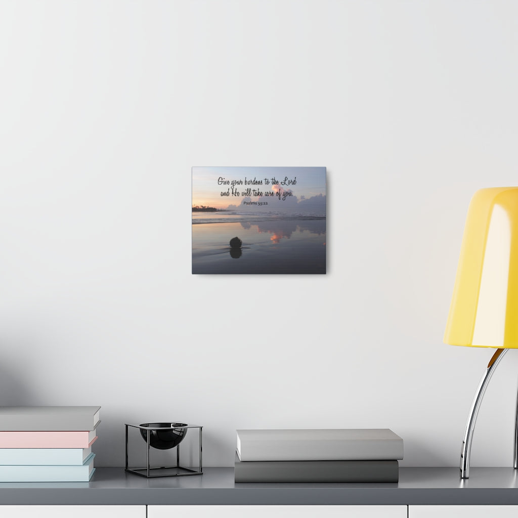 Scripture Walls CAre Of You Psalms 55:22 Bible Verse Canvas Christian Wall Art Ready to Hang Unframed-Express Your Love Gifts