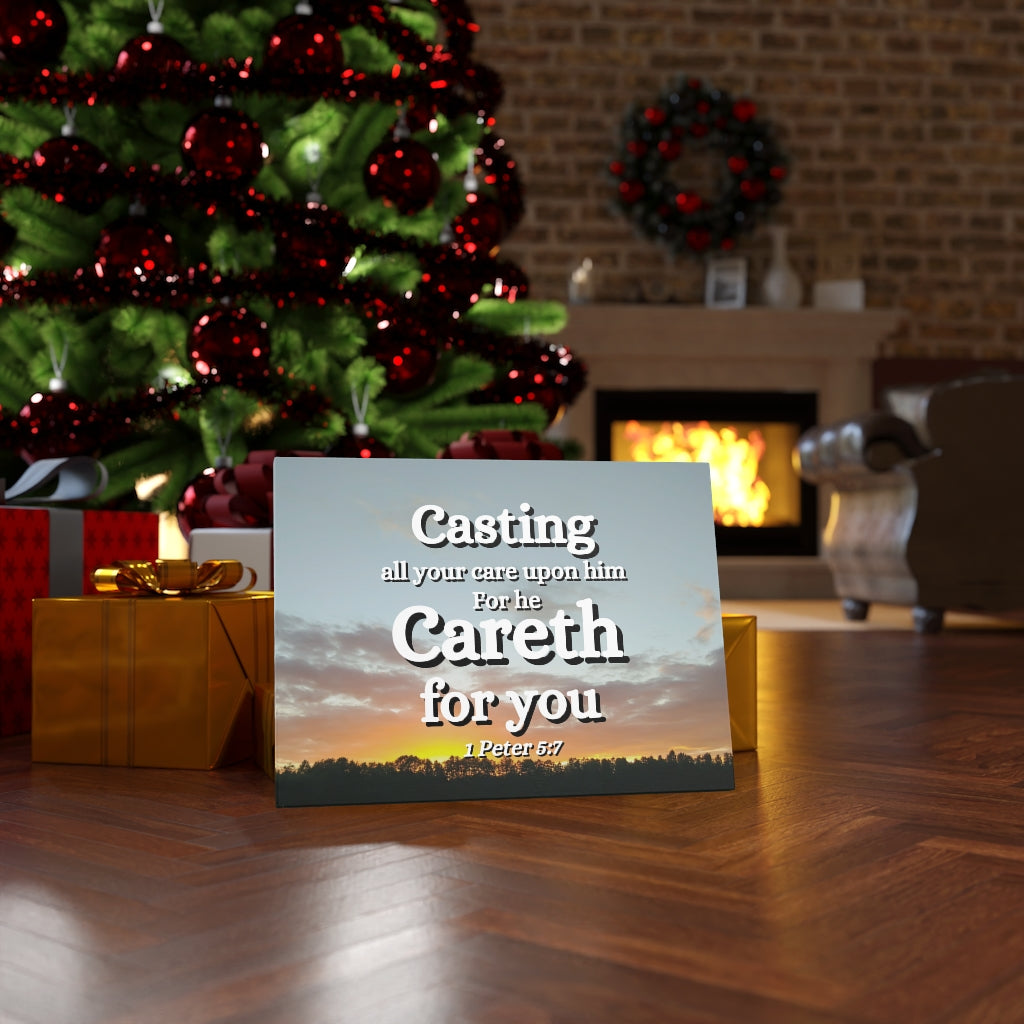 Scripture Walls CAreth For You 1 Peter 5:7 Bible Verse Canvas Christian Wall Art Ready to Hang Unframed-Express Your Love Gifts