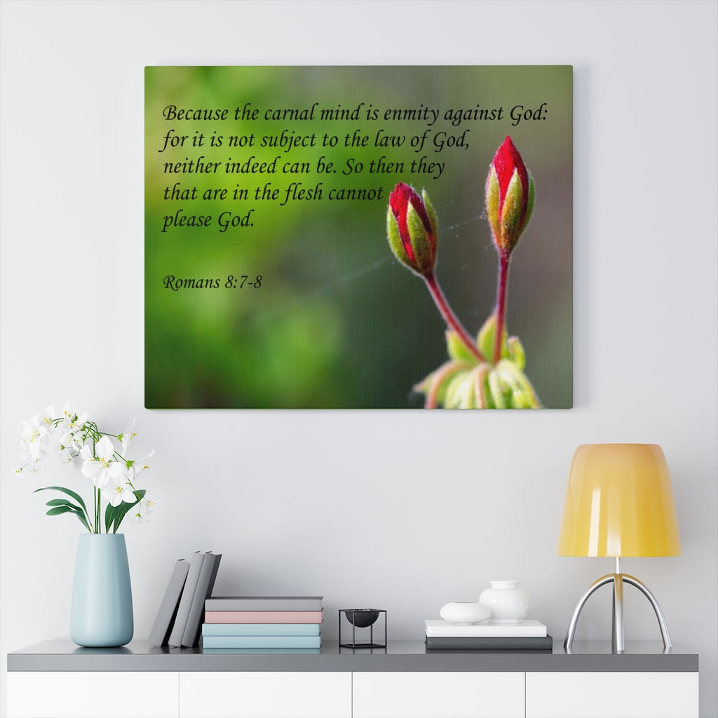 Scripture Walls Carnal Mind Romans 8:7-8 Bible Verse Canvas Christian Wall Art Ready to Hang Unframed-Express Your Love Gifts