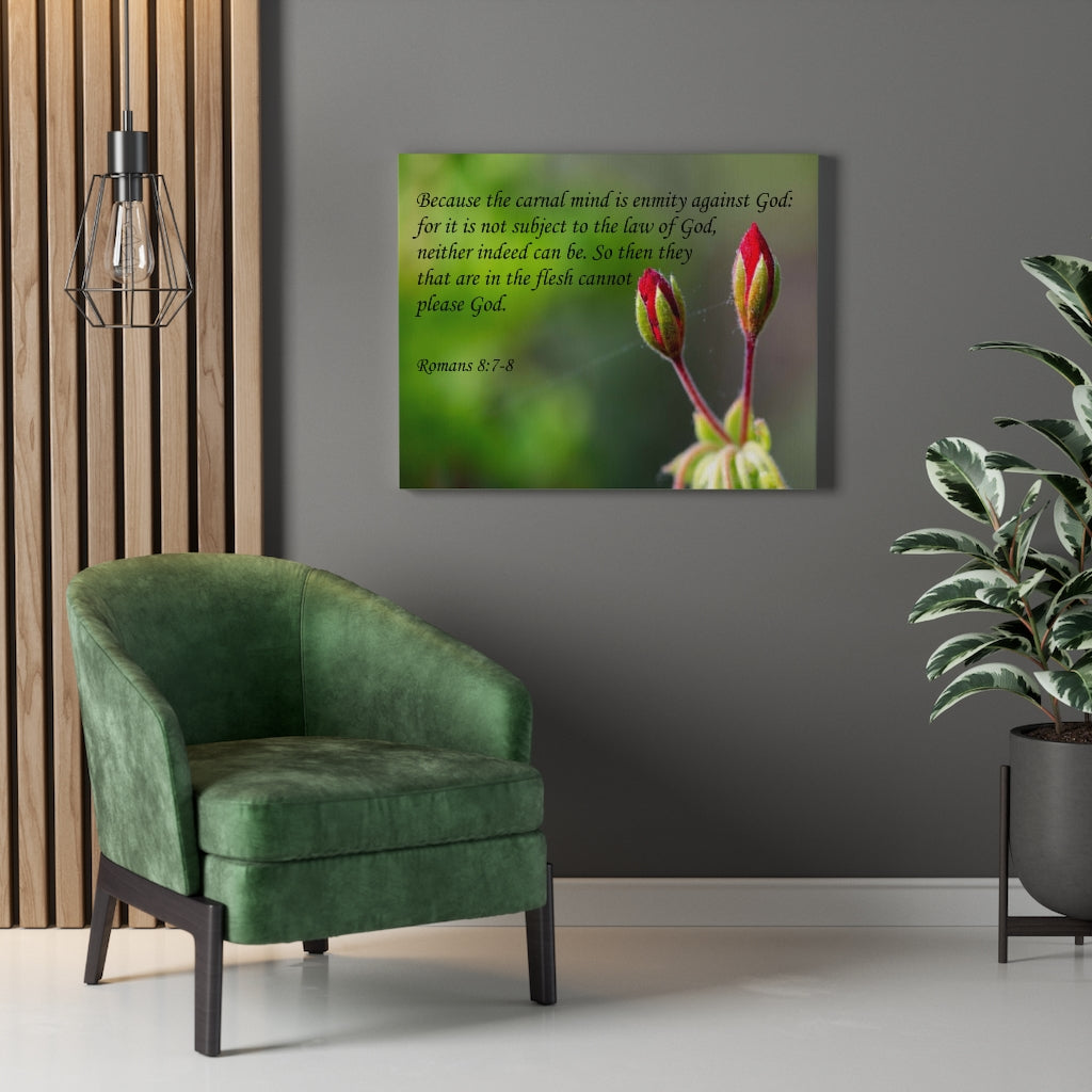 Scripture Walls Carnal Mind Romans 8:7-8 Bible Verse Canvas Christian Wall Art Ready to Hang Unframed-Express Your Love Gifts
