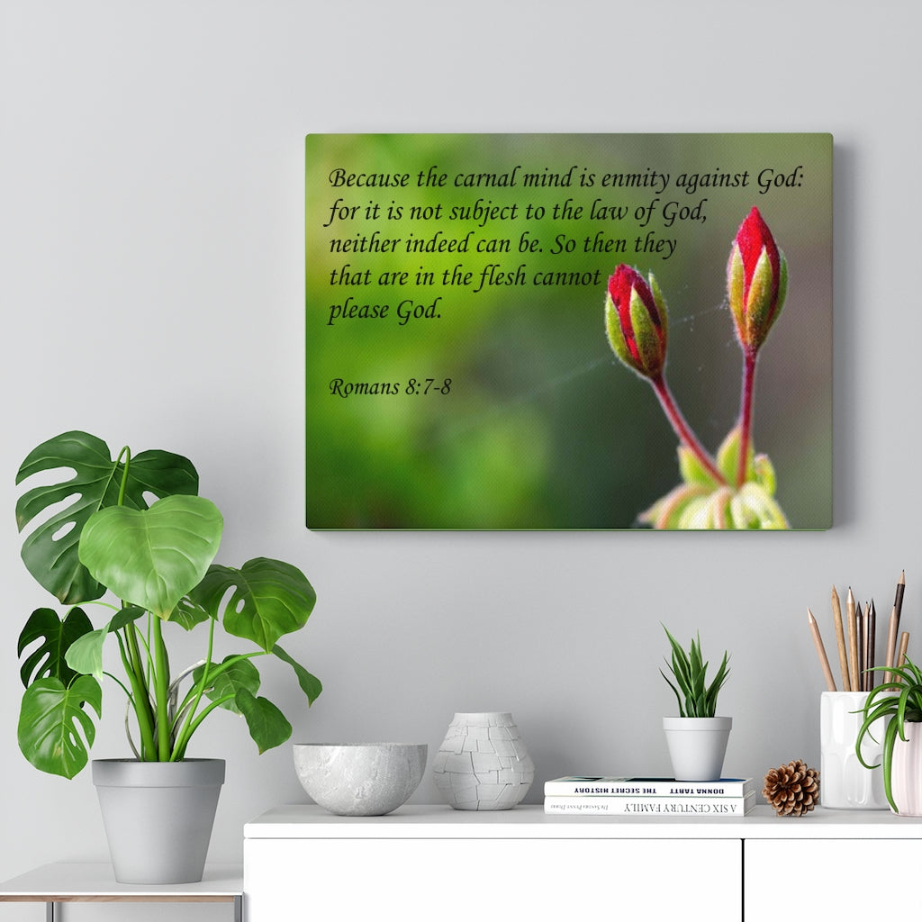 Scripture Walls Carnal Mind Romans 8:7-8 Bible Verse Canvas Christian Wall Art Ready to Hang Unframed-Express Your Love Gifts
